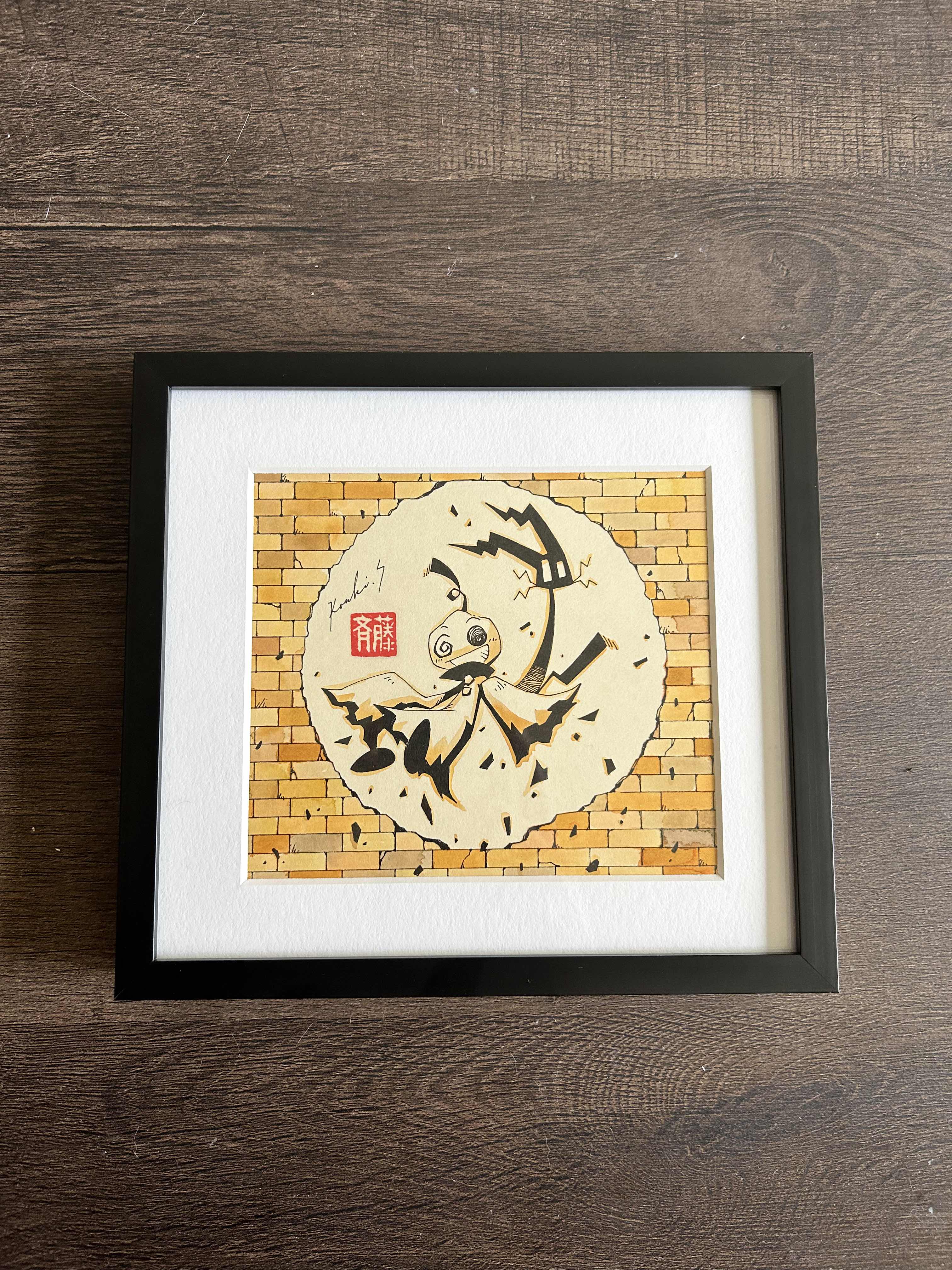 Shikishi frame, brown ebony wood regular size shikishi frame, buy japanese frame, table top frame